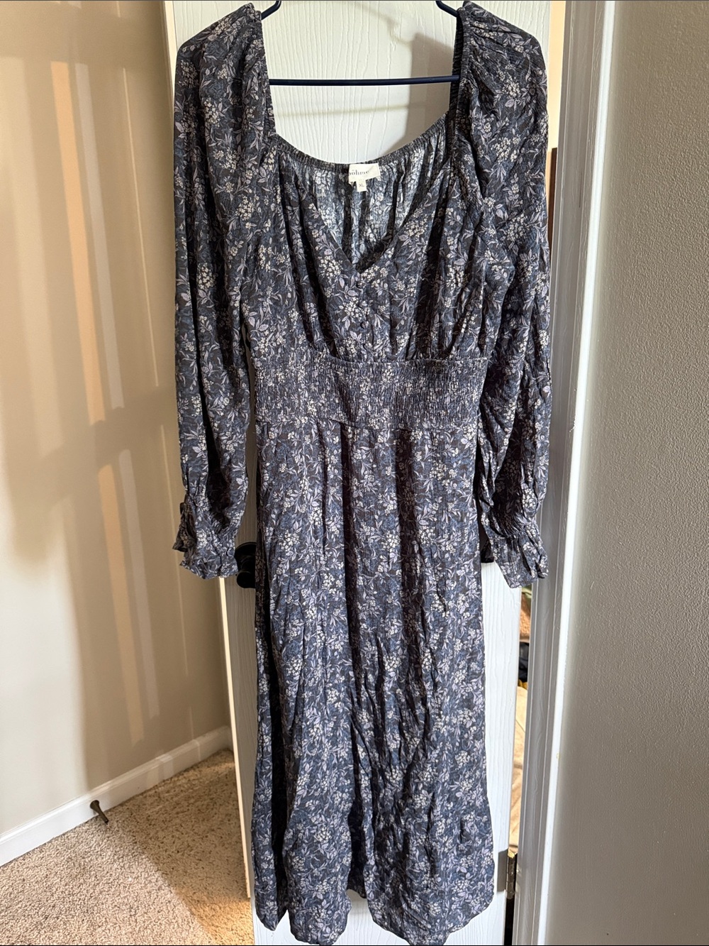 Böhme Smocked Waist Floral Dress - Gray